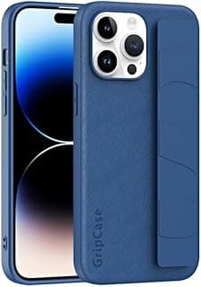 Next Store Premium Case Compatible with iPhone 15 Pro Max with Leather Wrist Holder - Made of High Quality PU Leather and PC TPU Cover - Full Protection with Stylish and Stylish Design. (Blue)
