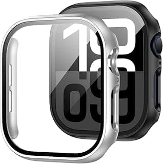 Hard PC Case Compatible with Apple Watch Series 10 42mm with Tempered Glass Screen Protector, Full Coverage, Touch Sensitive, Ultra-Thin HD Bumper Protective Cover (Silver)