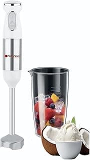 Flamingo Hand Blender 2x1 600W Powerful Hand Blender Perfect for Preparing Many Foods and Drinks Quickly (White)