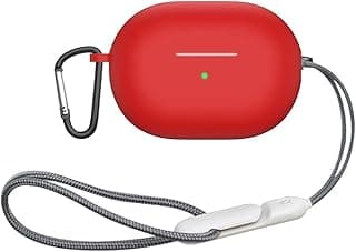Silicone Protective Case Compatible with Huawei Freebuds Pro 4 with Carabiner and Lanyard (Red)