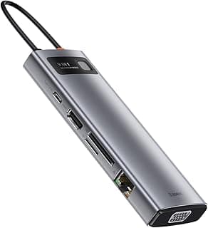 قاعدة توصيل نوع C 9 في 1 متعددة الوظائف من باسيوس، سبيس رمادي، usb3.0، usb، hdmi، usb_c، ethernet