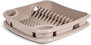 Spanish Dish Drainer – Beige – BPA-Free Plastic with Drying Board & Utensil Holder – Space Saving Design – Made in Spain