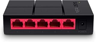 سويتش كمبيوتر من مركوسيس MS105G، 5 × 10/100 /1000 ميجابت في الثانية، منافذ الشبكة المحلية LAN جيجابت، ضمان لمدة عامين، اسود