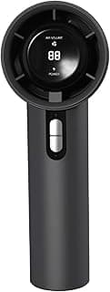 Turbo Fan - Portable handheld mini cooling device with 100 adjustable speeds, USB rechargeable, digital display, 3000mAh battery for travel, camping, and outdoor use in sleek white design. (Black)