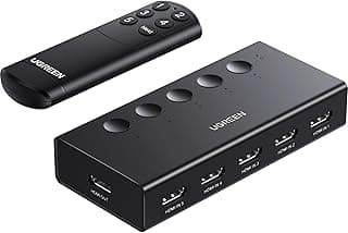 محول HDMI من يو جرين، 5 مداخل ومخرج واحد، يدعم دقة 4K بمعدل 60 هرتز، موزع HDMI مع جهاز تحكم عن بعد وصندوق محدد بخمسة منافذ، يدعم تقنيات ثلاثية الأبعاد سي اي سي، تقنية المدى الديناميكي العالي HDR