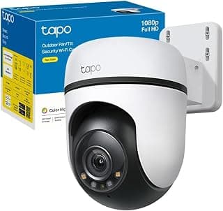 كاميرا مراقبة تابو خارجية 1080p FHD واي فاي وتقنية كشف الحركة 360 درجة بدرجة الحماية من الأتربة والماء IP65 برؤية ليلية وتخزين سحابي وبطاقة SD تعمل مع اليكسا وجوجل هوم من تي بي لينك، لون أبيض (C500)
