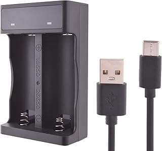 شاحن بطارية ليثيوم أيون مزدوج M7028 مع كابل Type-C - أسود