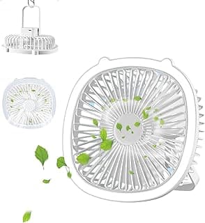 USB Table Fan Small, Rechargeable Battery Operated Desk Fan with 3 Speeds Strong Airflow, Adjustable Angle Desktop Fan, Portable Personal Quiet Desktop Fan for Home Office Travel