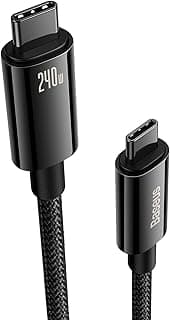 Baseus USB C Cable, 240W PD 3.1 5A QC 4.0 Fast Charging USB C to USB C Cable, Zine Alloy Nylon Braided Type C to Type C Data Cable for Samsung S21 S20+S10 Note 10 iPad Pro MacBook Pro Pixel (10ft)