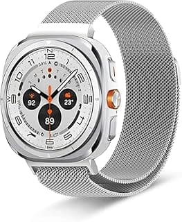 سوار معدني كلاسيكي بمشبك مغناطيسي لسامسونج Galaxy Watch 8 مقاس 40/44 مم وWatch 8 Classic مقاس 46 مم (فضي)