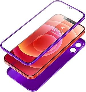 Ultra Slim 360 Full Body with Built-in Screen Protector Touch Sensitive Shockproof bumper Full Hard case Mobile Phone Compatible with iPhone 12 Pro Max 6.7 inches - Purple