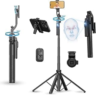 AI Face Tracking Tripod with Gesture Control, 360° Rotating Selfie Stick, Adjustable Stand for iPhone & Android, Great for Video Recording, Content Create, Live Streaming (68-Inch)