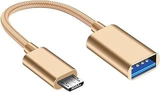 كابل تحويل او تي جي USB إلى مايكرو للموبايلات الذكية، 15 سم، ذهبي