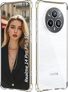 جراب متوافق مع Realme 14 Pro+ 5G / Realme 14 Pro Plus 5G، مع ممتص صدمات هوائي لحماية كاملة، جراب سيليكون TPU شفاف فائق النحافة