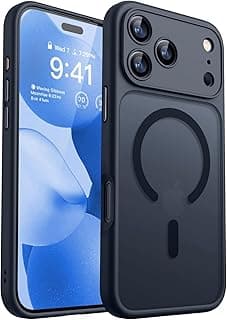 جراب مغناطيسي CANSHN لهاتف iPhone 17 Pro Max (6.9 بوصة)، متوافق مع MagSafe، [حماية كاملة للكاميرا] غطاء خلفي مطفي شفاف، أسود