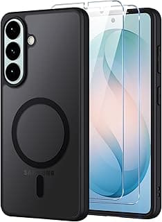 Cover for Samsung Galaxy S26+ / S26 Plus Compatible with MagSafe with 2 Pieces Tempered Glass, Translucent Matte Magnetic Case, [Shockproof Military Grade] Frosted Back Cases, Black