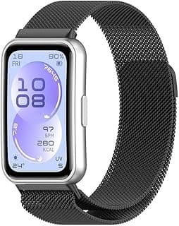 سوار معدني متوافق مع هواوي Band 11 Pro / 11 Pro NFC - سوار بديل من الستانلس ستيل ميلانيزي، سوار ساعة مغناطيسي قابل للتعديل لهواوي Band 11/11 NFC