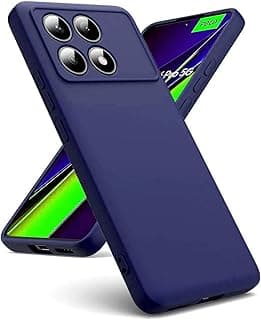 جراب سيليكون متوافق مع Poco F6 Pro غطاء مطاطي جل سيليكون ناعم مضاد للصدمات بملمس مطفي مع بطانة قماشية داخلية (كحلي)