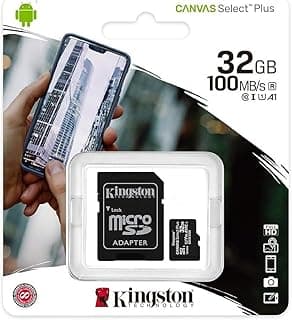 كارت ميموري كينجستون 32GB MicroSD Class 10 Canvas Select Plus مع محول SD - SDCS2/32GB