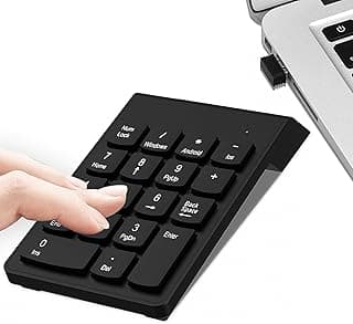 لوحة أرقام لاسلكية (Numpad) بـ 18 مفتاح مع مستقبل USB 2.4GHz، محمولة ومطورة للمحاسبة المالية للابتوب والكمبيوتر