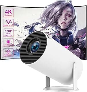 HY300 Pro Mini Projector, Wifi 6, BT5.0, Android 11.0, Home Theater, Auto Keystone Correction, 180 Degree, White