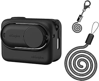 جراب سيليكون HUYUAWA (أسود) متوافق مع Insta360 GO3، غطاء حماية مع غطاء عدسة وحبل لكاميرا Insta 360 GO 3