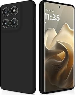 جراب سيليكون من GiiYoon لهاتف موتورولا Edge 60 Pro، جراب نحيف مقاوم للصدمات مع طبقة داخلية من الألياف وحماية للكاميرا، اسود