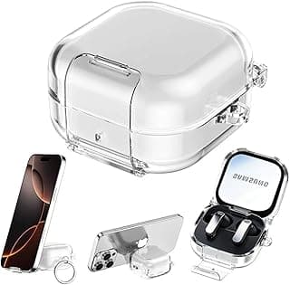 جراب شفاف لسامسونج Galaxy Buds 4/4 Pro (2026) مع قفل، جراب حماية مقاوم للصدمات مع حماية ضد الاصفرار وميدالية لـ Galaxy Buds 4/4 Pro (شفاف)