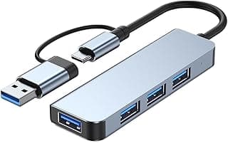 موزع USB 3.0 بـ 4 منافذ، موزع USB C إلى USB 3.0 من الألومنيوم، مقسم USB لأجهزة ابل ماك بوك، ماك برو/ميني، ايماك، PS4، PS5، سيرفس برو، فلاشة، سامسونج ولابتوبات USB-C