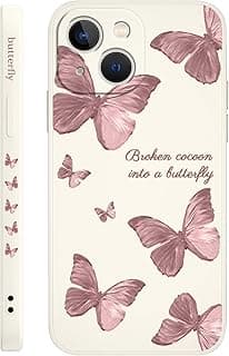 Fekra Red Butterfly Soft TPU Case For iPhone 13 | 14 Shockproof Silicone Cover (Butterfly White, iPhone 13 | 14)