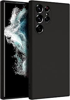Case for Samsung Galaxy S22 Ultra Soft Silicone Gel Rubber Cover Shockproof Matte Finish Back Cover Inner Fabric Lining with Camera Protection Case (Samsung Galaxy S22 Ultra, Black)