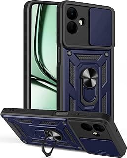 Armor Case, Heavy Duty Shockproof Armor Cover with Camera Shield, 360° Ring Kickstand & Ring Holder Stand Compatible with Samsung Galaxy A07 (Blue)