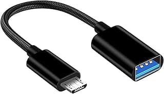 كابل تحويل او تي جي USB إلى مايكرو مقاس 15 سم للموبايل الذكي (أسود)