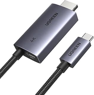 كابل USB C - HDMI مع محول شحن سريع بي دي 100 وات 4K@ 60 هرتز 2 في 1، ثاندربولت إلى HDMI أحادي، متوافق مع النوع C وHDMI وآيفون 16 برو ماكس وستيم ديك وماك بوك وآي باد وجالكسي S24 واكس بي اس من يوجرين