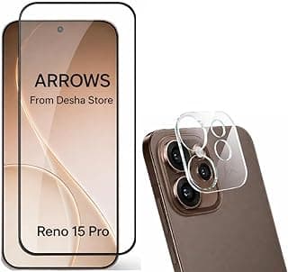 طقم 2 في 1 شاشة حماية زجاج مقوى + حماية عدسة الكاميرا لهاتف Oppo Reno 15 Pro، صلابة 9H، شفاف عالي الدقة
