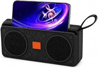 Portable Bluetooth Speaker with Phone Holder and Powerful Bass Stereo Sound – Wireless Speaker Support Smartphones with Rechargeable Battery (Multicolor)