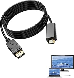 كابل محول من DisplayPort إلى HDMI، دقة 4K UHD، طول 1.8 متر، توصيل أحادي الاتجاه لشاشات التلفزيون، المونيتور، اللابتوب، والكمبيوتر