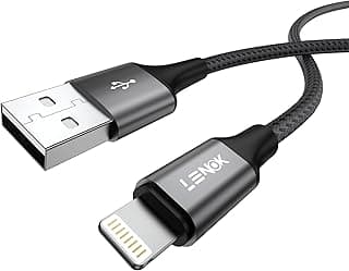 كابل شحن USB-نوع ايه متوافق مع منفذ آيفون من لينوك، مغطى بالنايلون، مزامنة البيانات، لآيفون 14/13/12/11/X/XS/XR/8/8 بلس/SE (2 م)