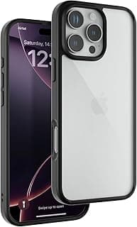 Case Compatible With iPhone 16 Pro Max, Clear Case Shockproof Hard PC +Soft Silicone [Not Yellowing] Transparent Protective Slim Case Phone Protective Cover for iPhone 16 Pro Max (Black)