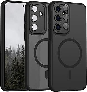 جراب مغناطيسي لسامسونج Galaxy A17، مطفي شفاف، حماية كاملة للكاميرا، تصميم مضاد للصدمات، متوافق مع ستاند مغناطيسي (أسود، سامسونج Galaxy A17 4G / سامسونج Galaxy A17 5G)