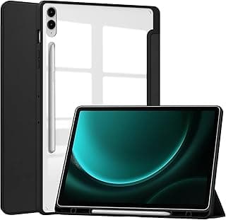 جراب هجين نحيف متوافق مع سامسونج Galaxy Tab S10 Lite / S10 FE / S9 FE 5G 10.9 بوصة، جراب خلفي شفاف مع مكان لقلم S Pen لجهاز سامسونج Galaxy S10 Lite SM-X400 / SM-X406B أسود