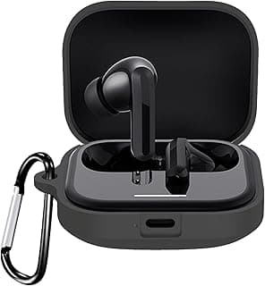 Case Compatible with Xiaomi Redmi Buds 5, Protective Case, Shockproof Soft Case, with Carabiner, Anti-Fingerprint, Anti-Abrasion (Black)
