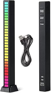 Smart Color RGB Light Bar, Voice Activated Pickup Rhythm, Bluetooth App Control Sounds Reactive Strips, Built-in 8 Display Highly Sensitive Sensor for Gaming Room Car Studio Decor