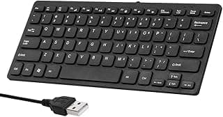 كيبورد صغير رفيع بسلك وخفيف الوزن مصمم بـ 78 مفتاح ومزود بمنفذ USB صغير، كيبورد لجهاز كمبيوتر ولاب توب ومتوافق مع أنظمة التشغيل ويندوز وماك وأندرويد وiOS من سينيسيسلي
