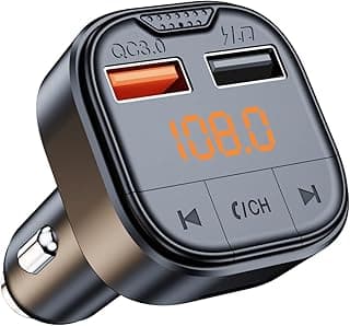 محول بلوتوث للسيارة، جهاز ارسال اف ام بلوتوث للسيارة، مشغل MP3 QC3.0 سريع الشحن لجميع الهواتف الذكية، يدعم بطاقة TF/SD وUSB