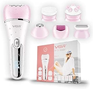 733 6-in-1 Epilator for Women, Cordless Rechargeable Electric Shaver, IPX7 Waterproof, Wet and Dry, with Facial Cleansing Brush and Callus Remover (Pink)