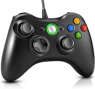 يد تحكم سلكية لجهاز Xbox 360، يد تحكم USB للكمبيوتر، تصميم مريح ومحسن لجهاز Xbox 360 Slim والكمبيوتر بنظام ويندوز