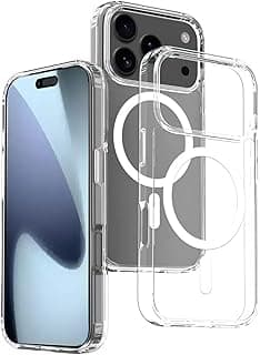 جراب شفاف مغناطيسي لهاتف ابل iPhone 17 Pro Max، متوافق مع MagSafe، حماية هجينة، إطار سيليكون مقاوم للصدمات