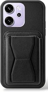 Compatible with OPPO Reno 14F Leather Case Shockproof Leather Cover with Built-in Stand PU Leather for Stylish Look and Comfortable Grip (Black)