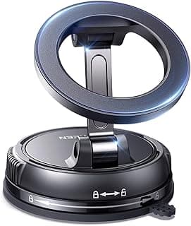 Magsafe Car Mount, [22xN55 & 80 LBS] 2500gf Magnetic Phone Holder with Suction Cup, 360° Rotatable Car Phone Holder Compatible with iPhone 16 Pro Max 15 14 13 12, Other with Metal Rings